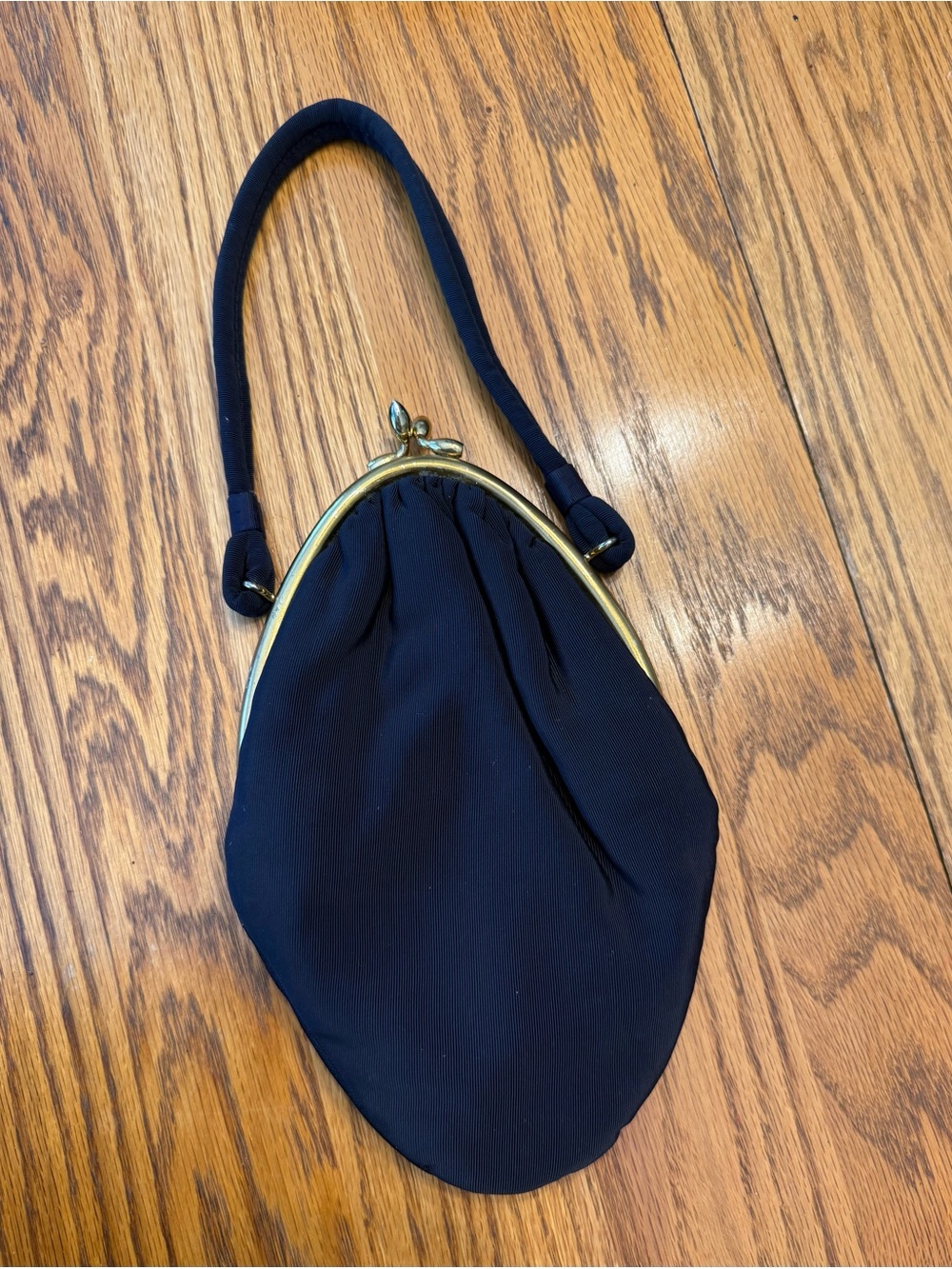 Vintage Navy Evening Frame Bag handbag purse with Gold Trim & clasp. - Picture 2 of 9